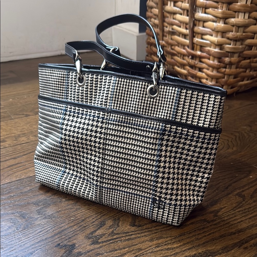 Ralph Lauren Black and White Mini Bag with Houndstooth Pattern